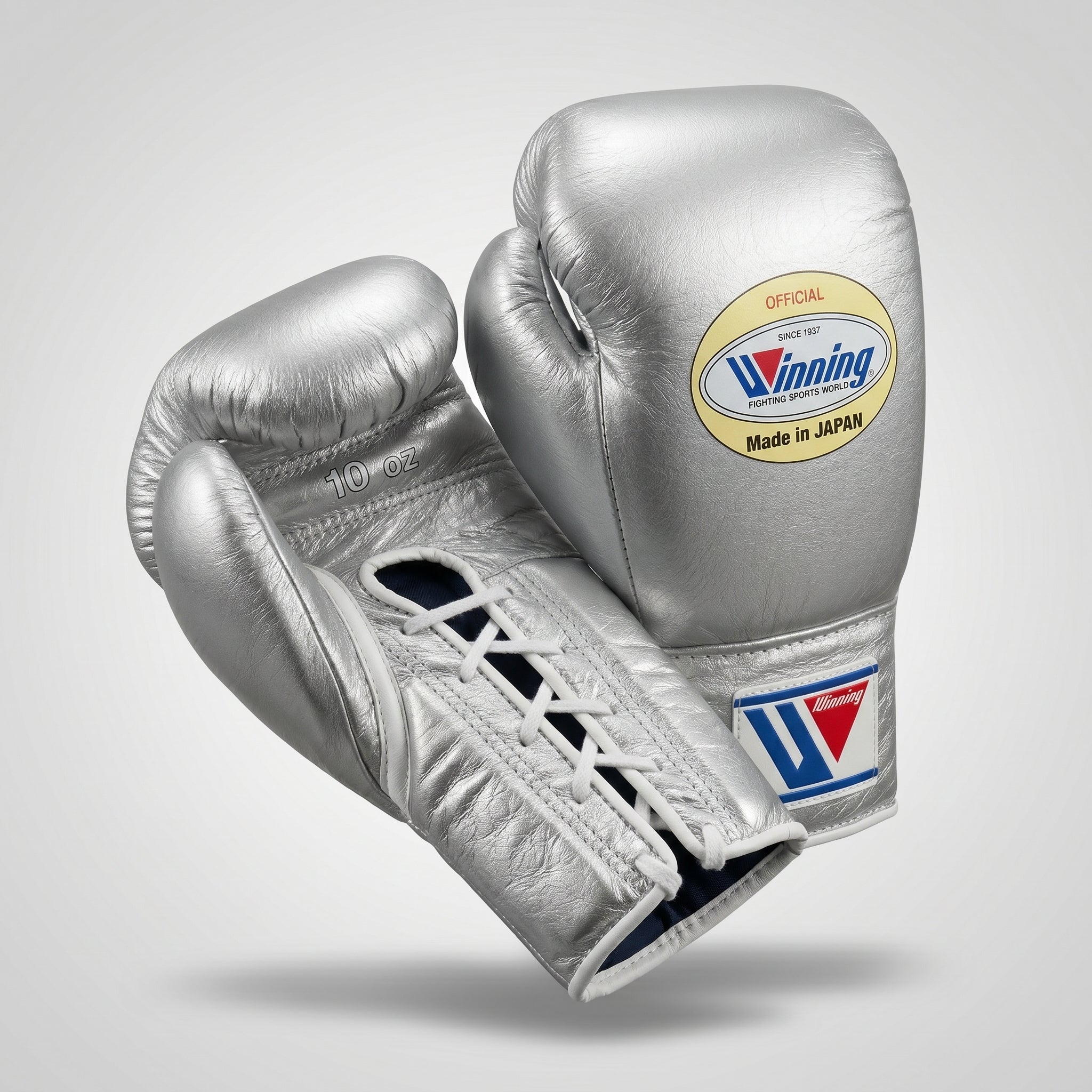 Winning Boxing Gloves – Official Silver Metallic Lace-Up