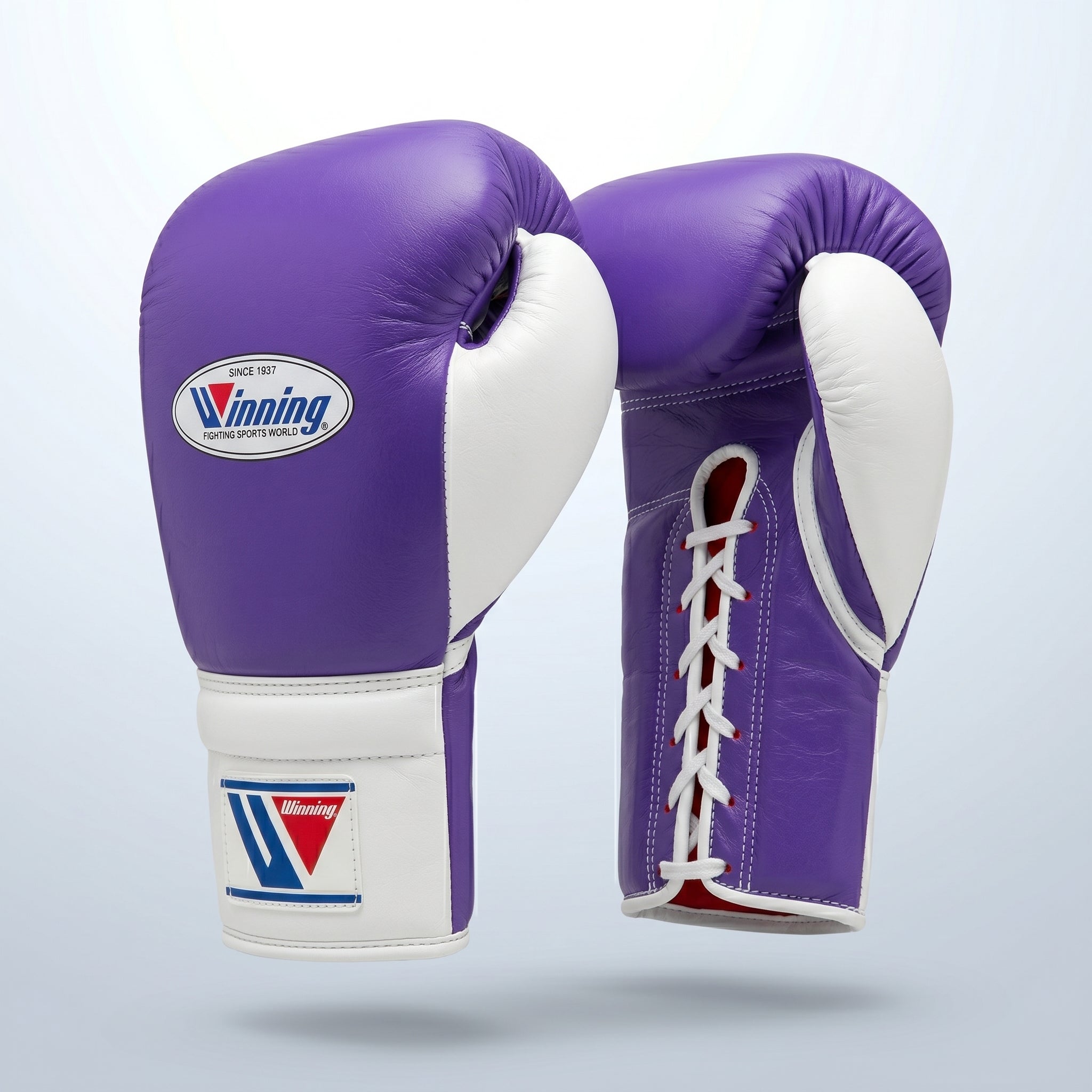 Winning Boxing Gloves – Purple/White Lace-Up