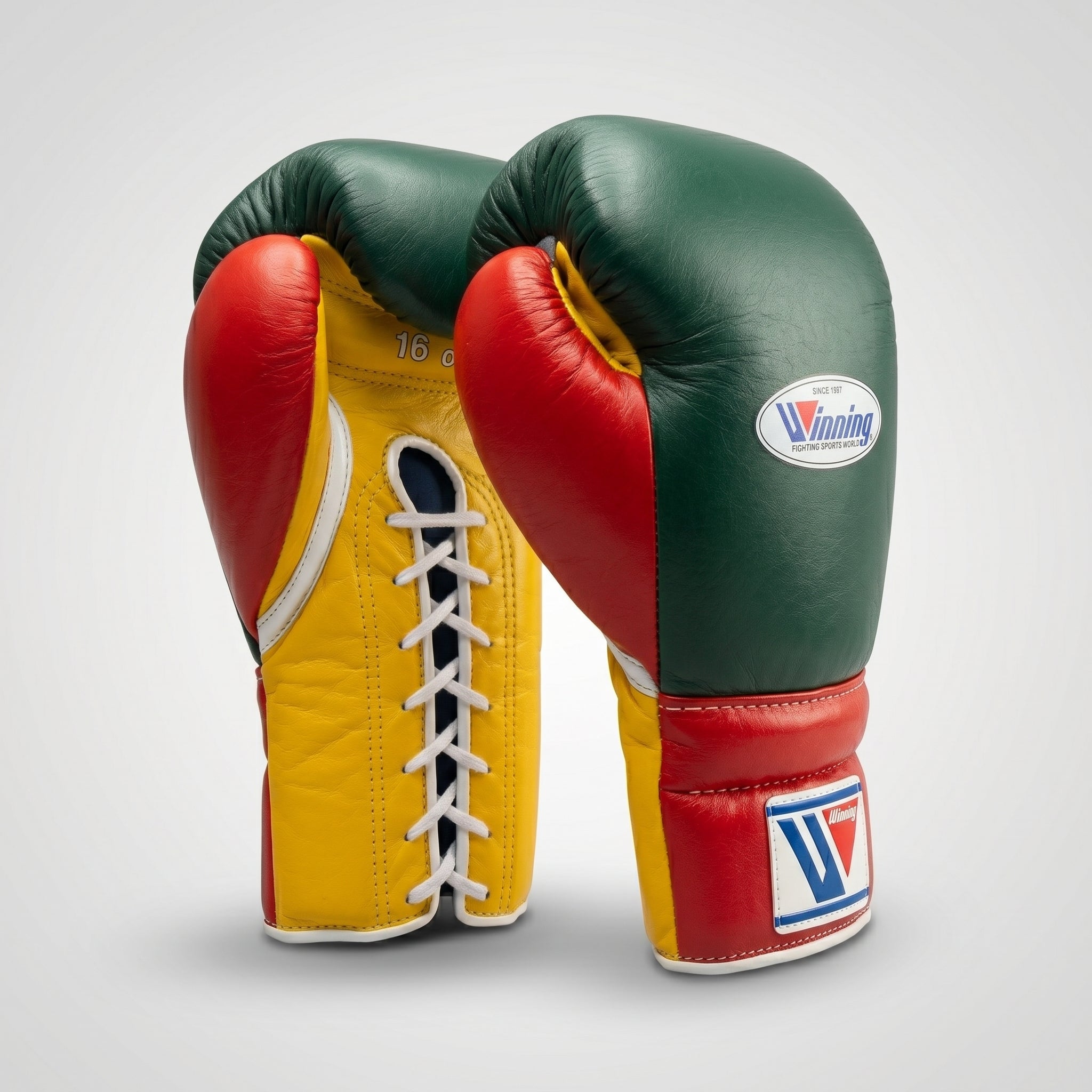 Winning Boxing Gloves – Mexican Flag (Green/Red/Yellow) Lace-Up