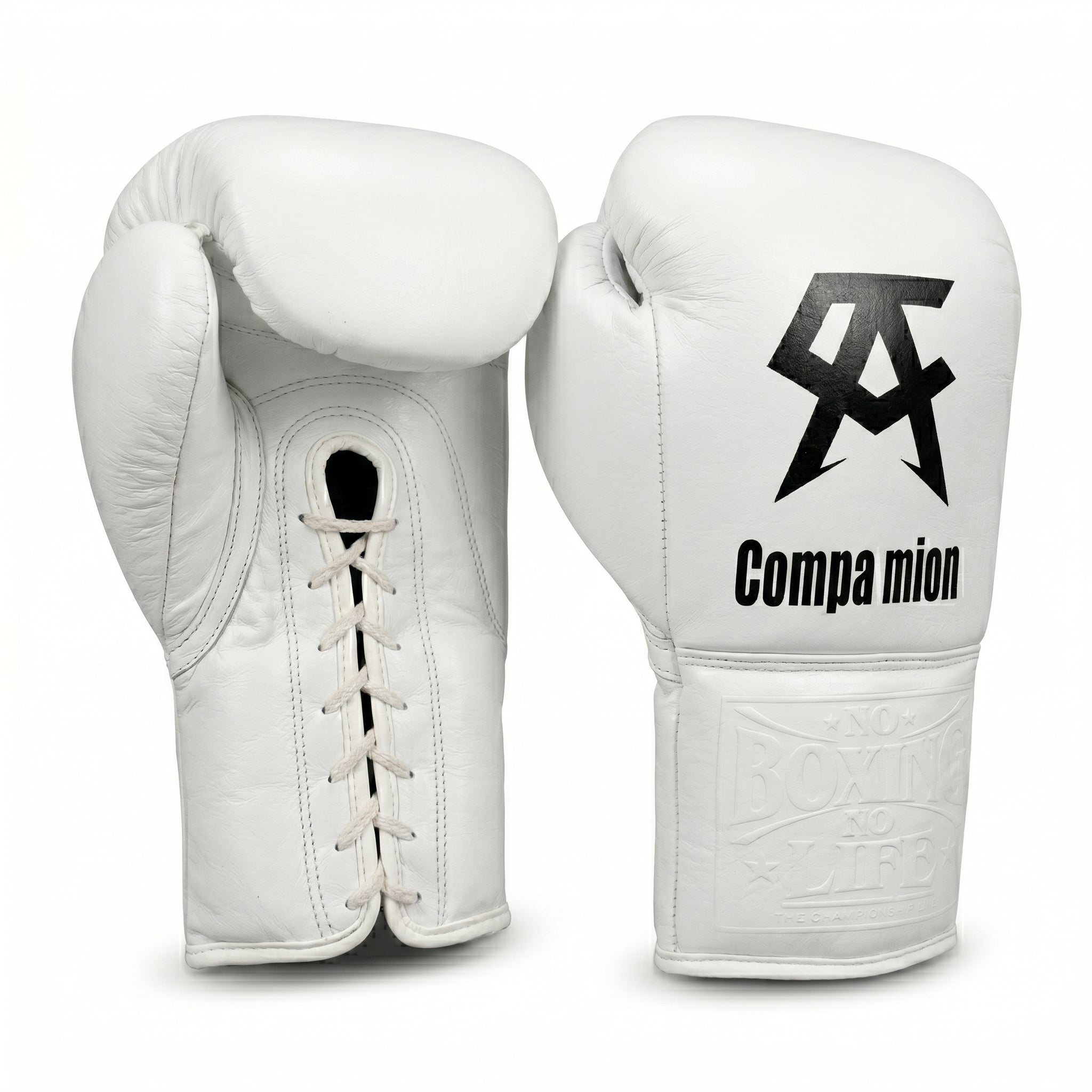 No Boxing No Life Custom Boxing Gloves – Compa Mion White Lace-Up