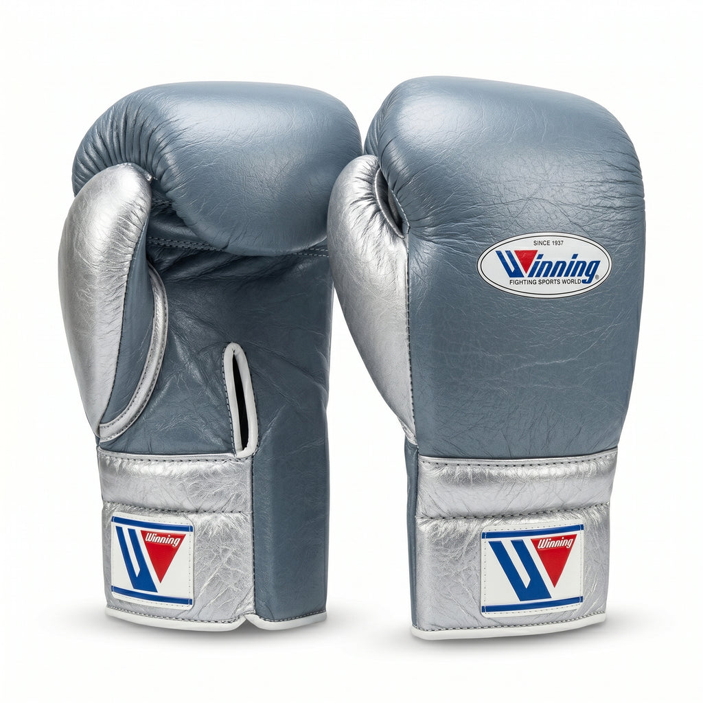 Winning Boxing Gloves – Steel Blue/Silver Velcro