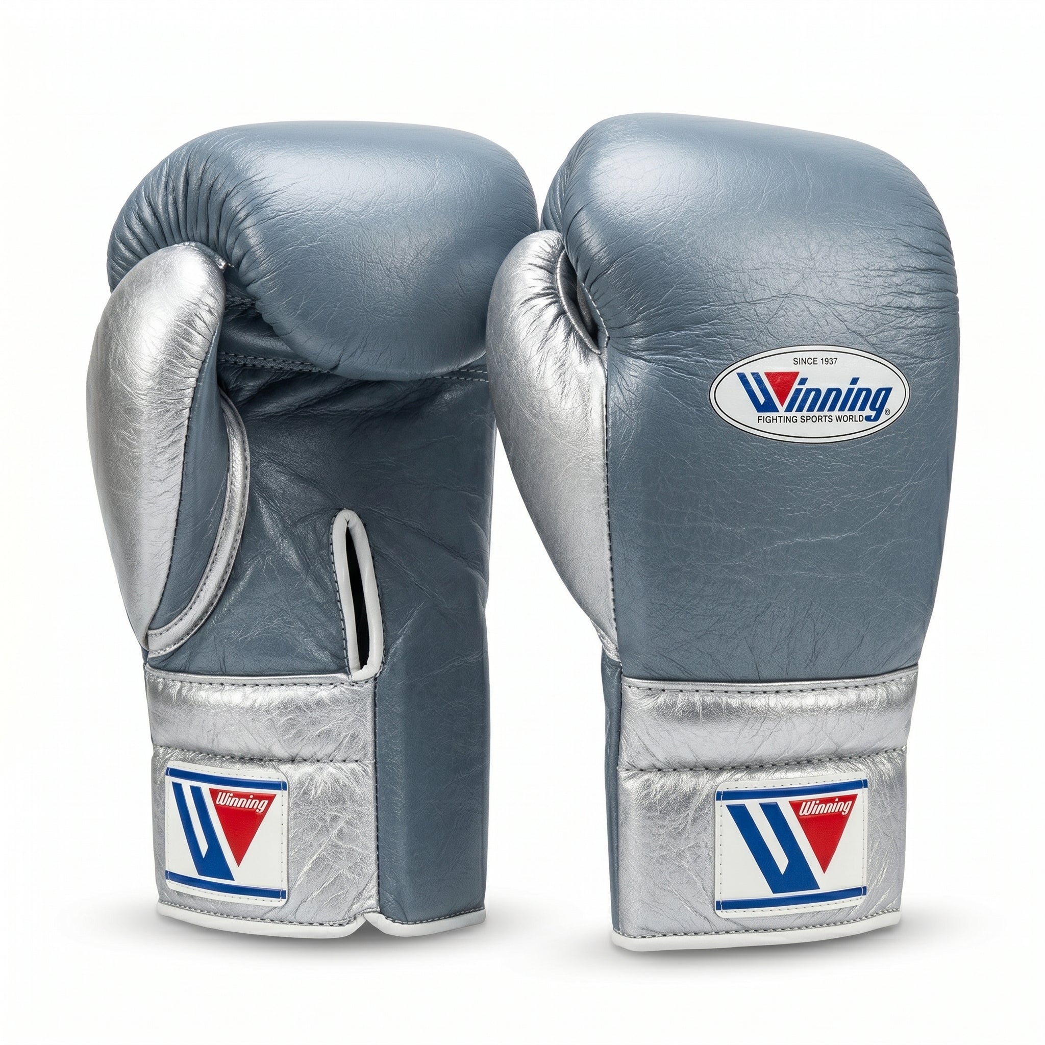 Winning Boxing Gloves – Steel Blue/Silver Velcro