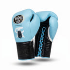 No Boxing No Life Squad Boxing Gloves – Sky Blue & Black Lace-Up (Hecho en Mexico)
