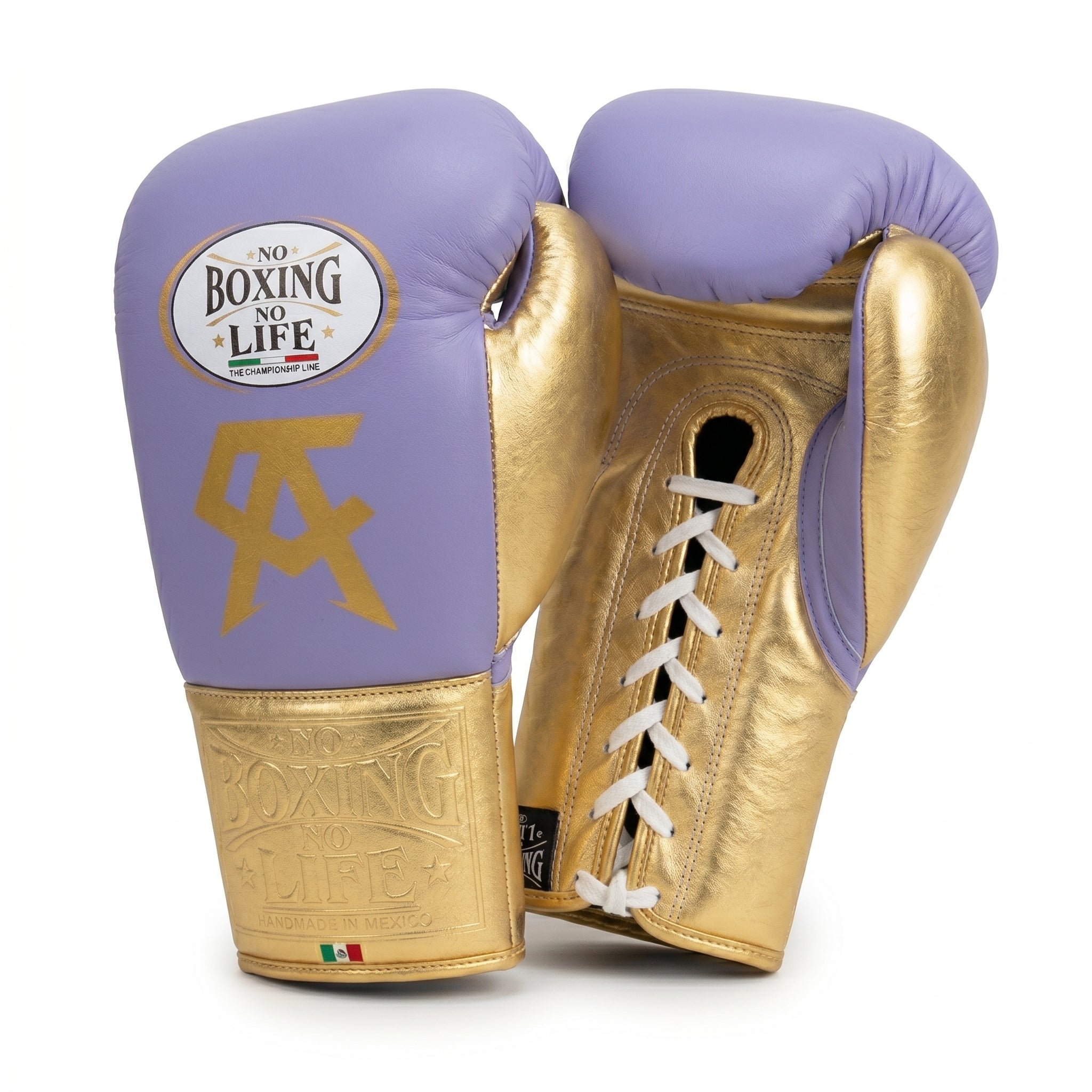 No Boxing No Life x Canelo Álvarez Boxing Gloves – Lavender/Gold Lace-Up