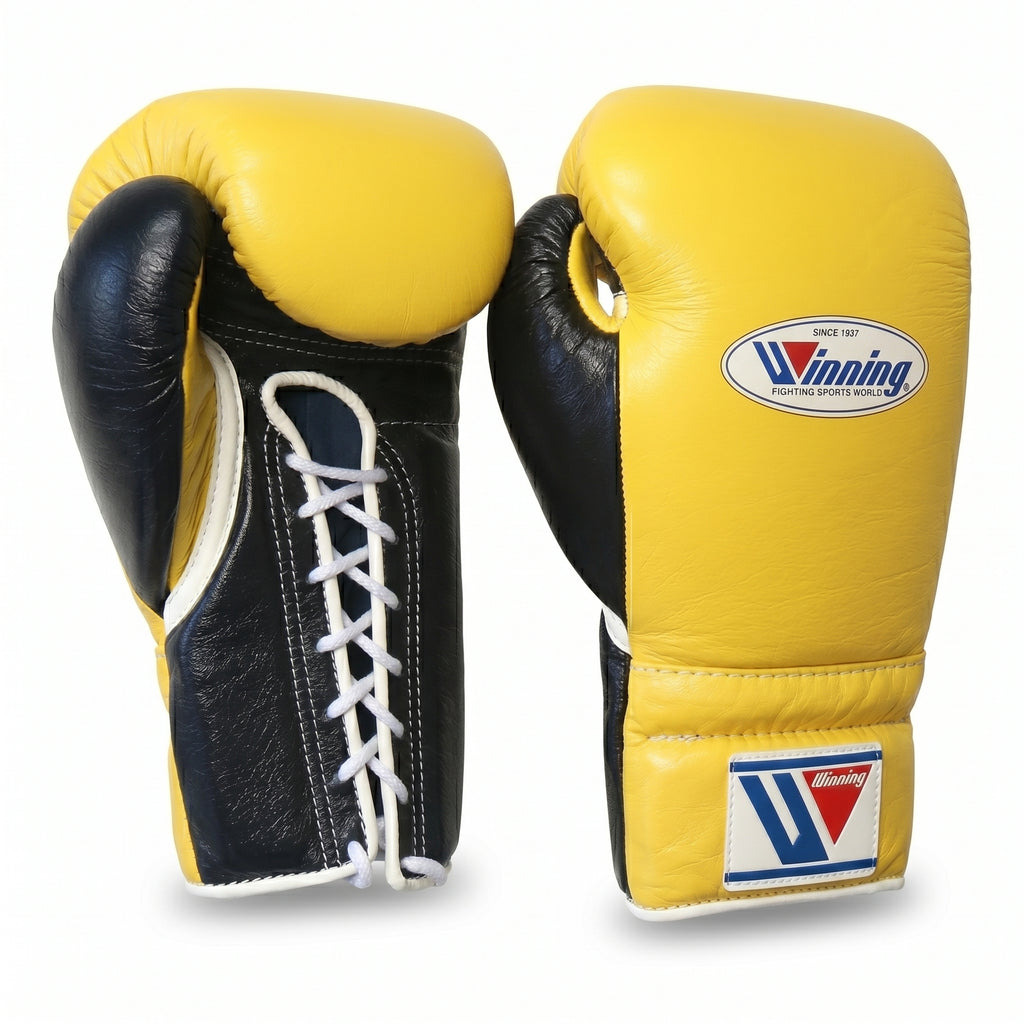 Winning Boxing Gloves – Yellow/Black Lace-Up