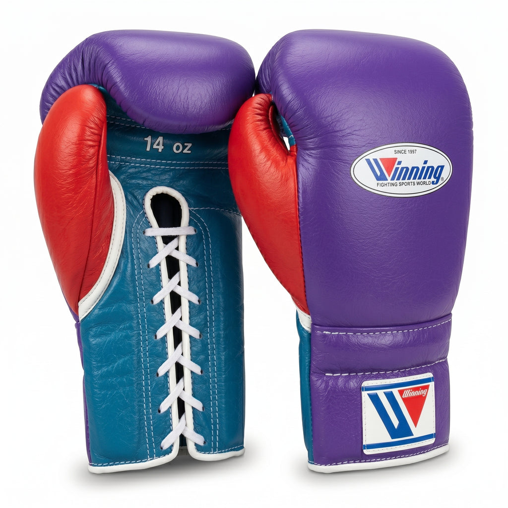 Winning Boxing Gloves – Purple/Teal/Red Lace-Up