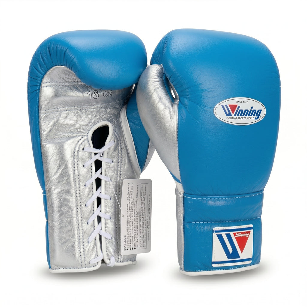 Winning Boxing Gloves – Royal Blue/Silver Lace-Up