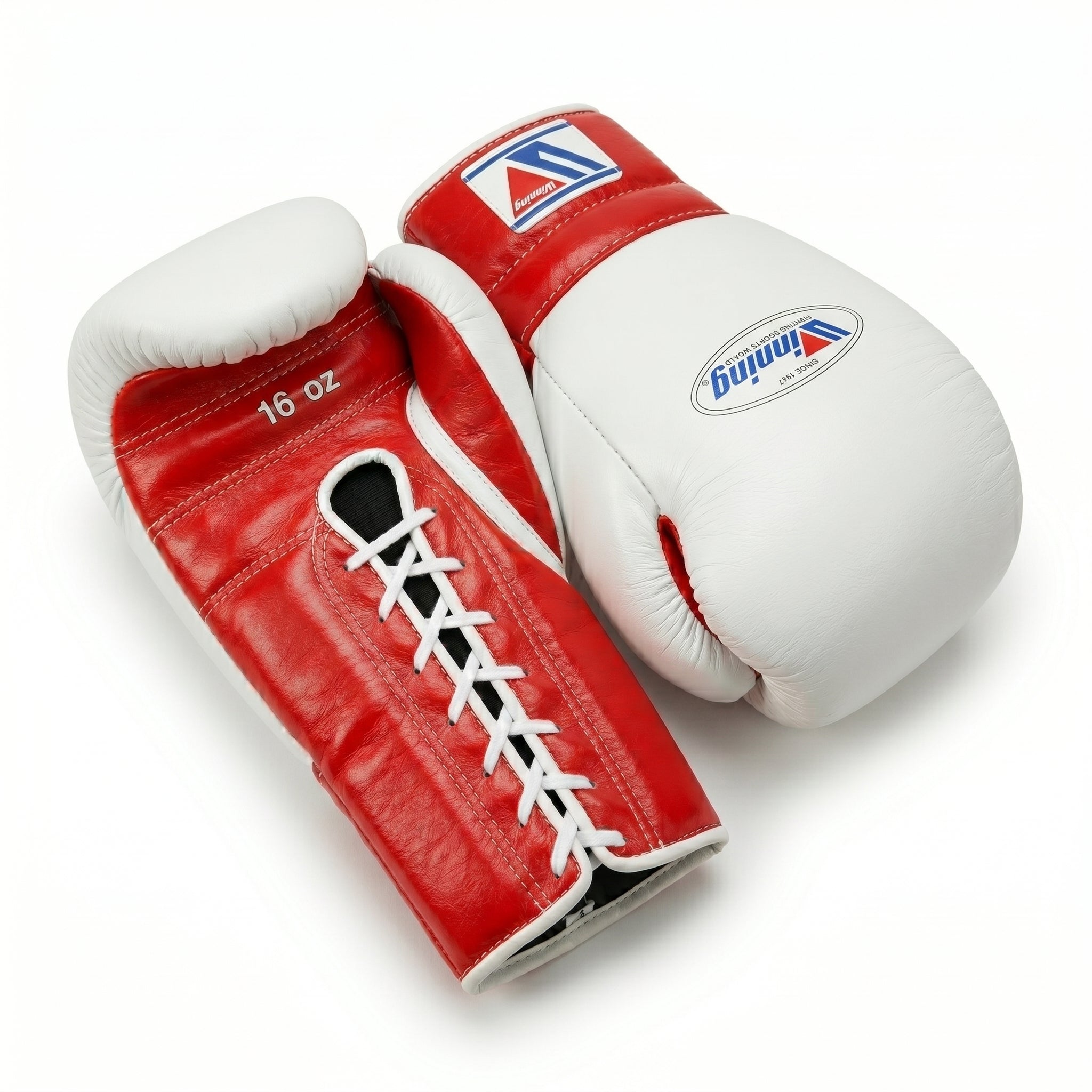 Winning White & Red Boxing Gloves – Lace-Up (Made in Japan)