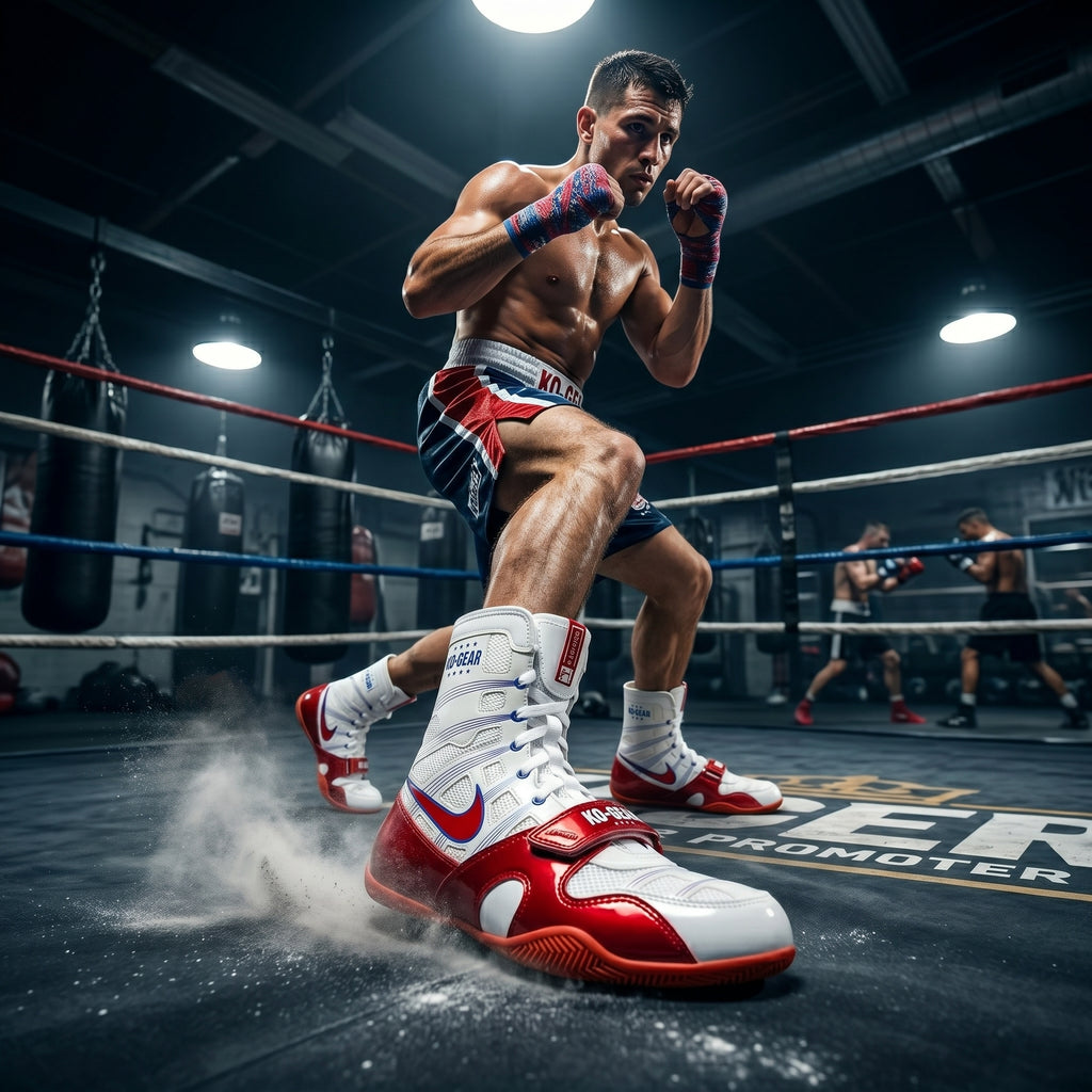 KO-Gear Pro 1.0 Boxing Shoe – White/Red