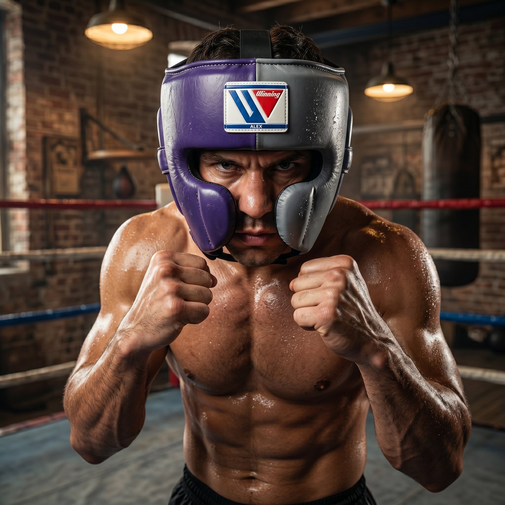 Winning Pro Head Guard – Purple & Grey