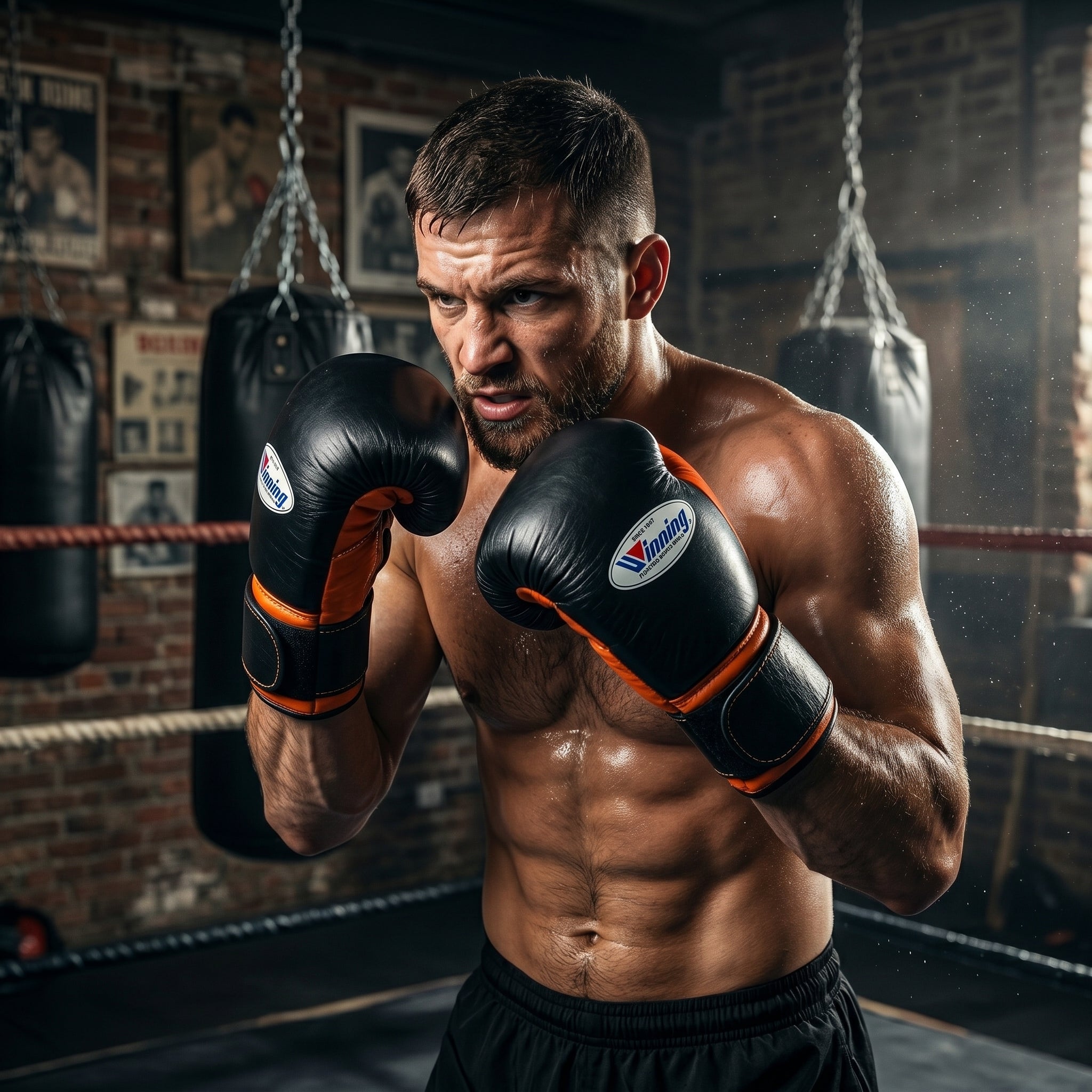 Winning Black & Orange Boxing Gloves – Velcro