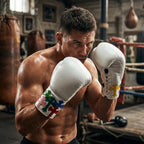 Champions Mafia White Boxing Gloves – Multi-Colour Cross Patch Lace-Up