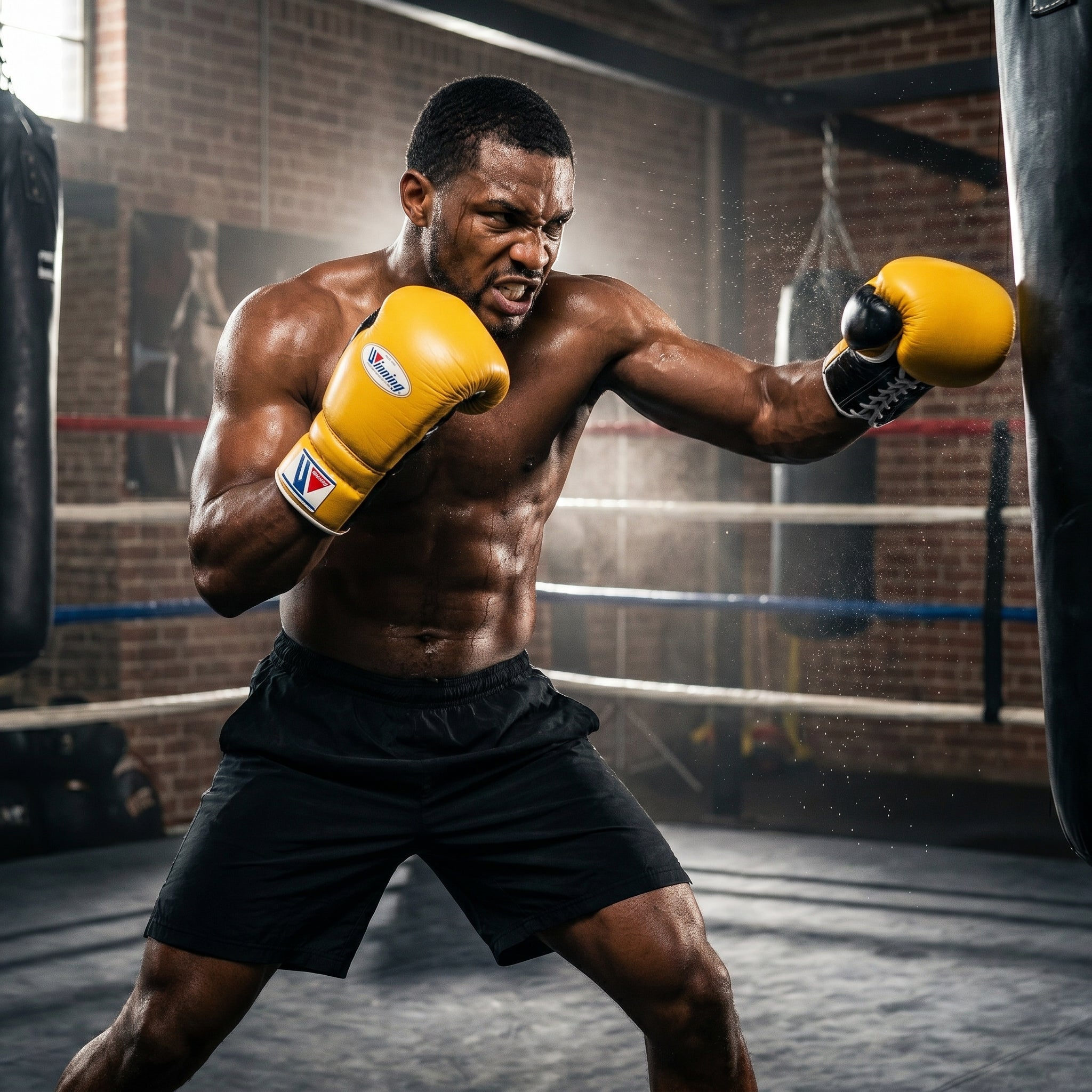 Winning Boxing Gloves – Yellow/Black Lace-Up