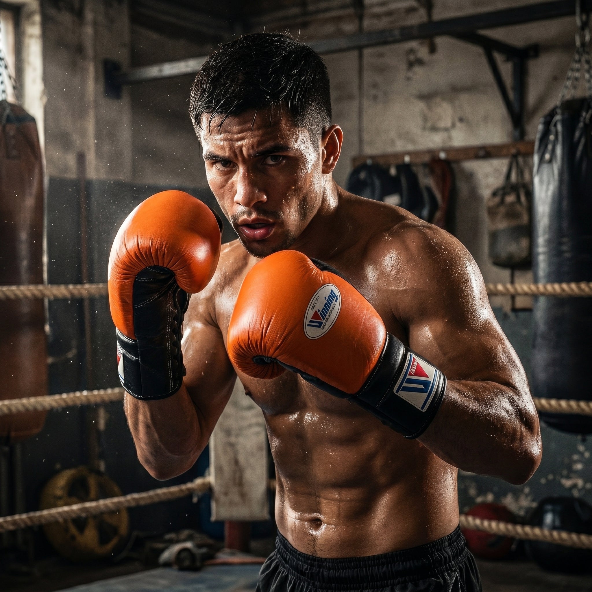 Winning Boxing Gloves – Orange/Black Lace-Up