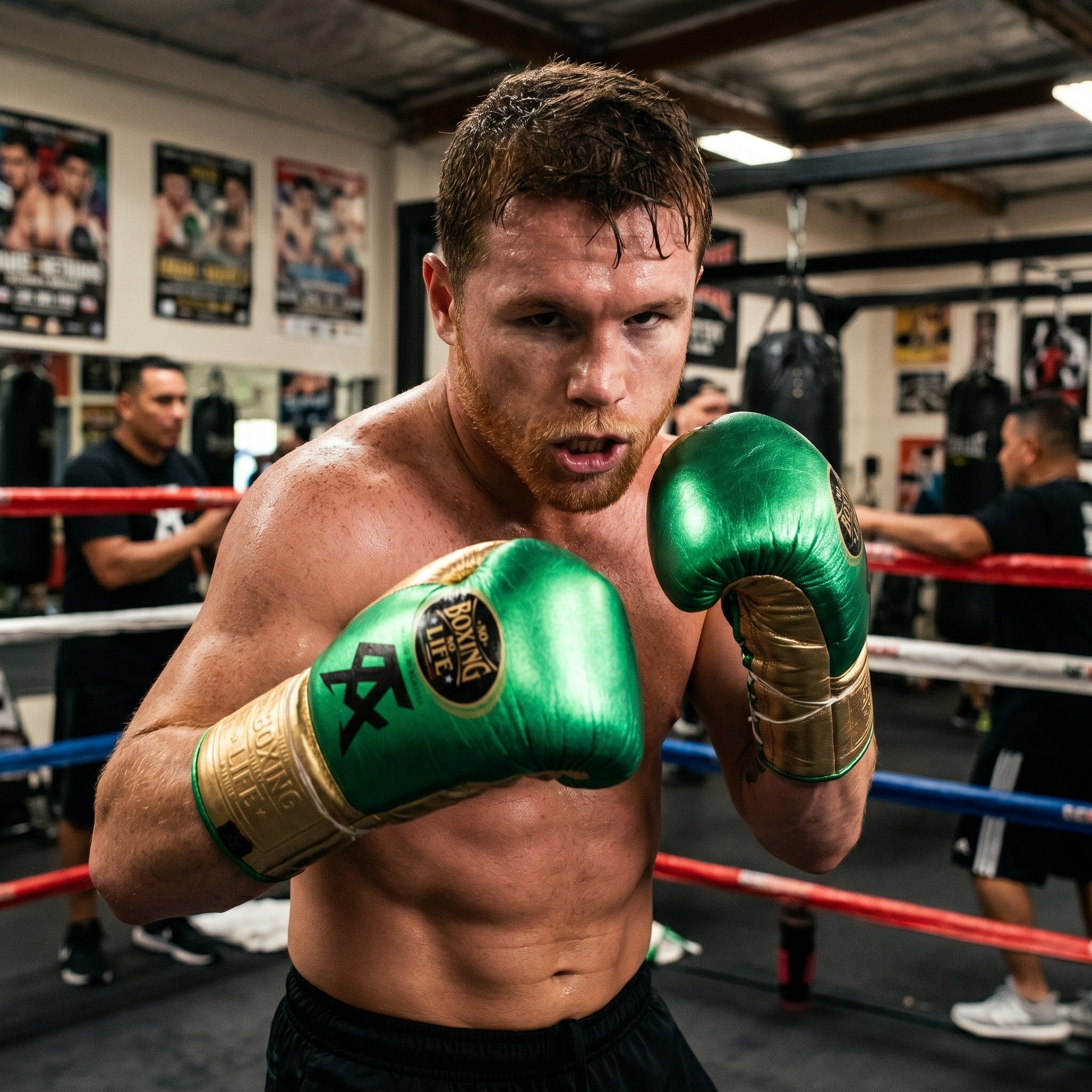 No Boxing No Life x Canelo Álvarez Boxing Gloves – Metallic Green/Gold