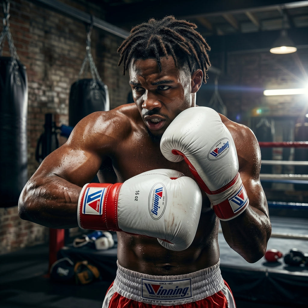 Winning White & Red Boxing Gloves – Lace-Up (Made in Japan)