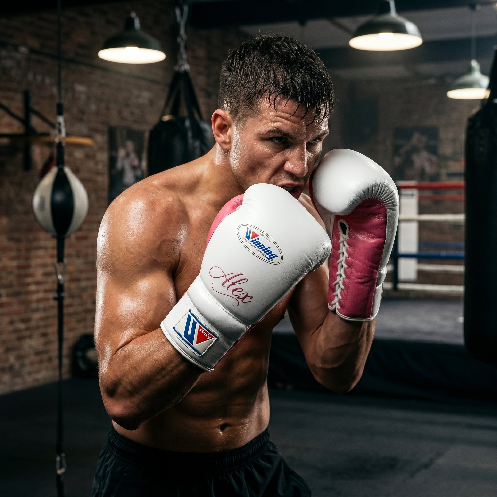 Winning Boxing Gloves – White/Pink | Personalized Name