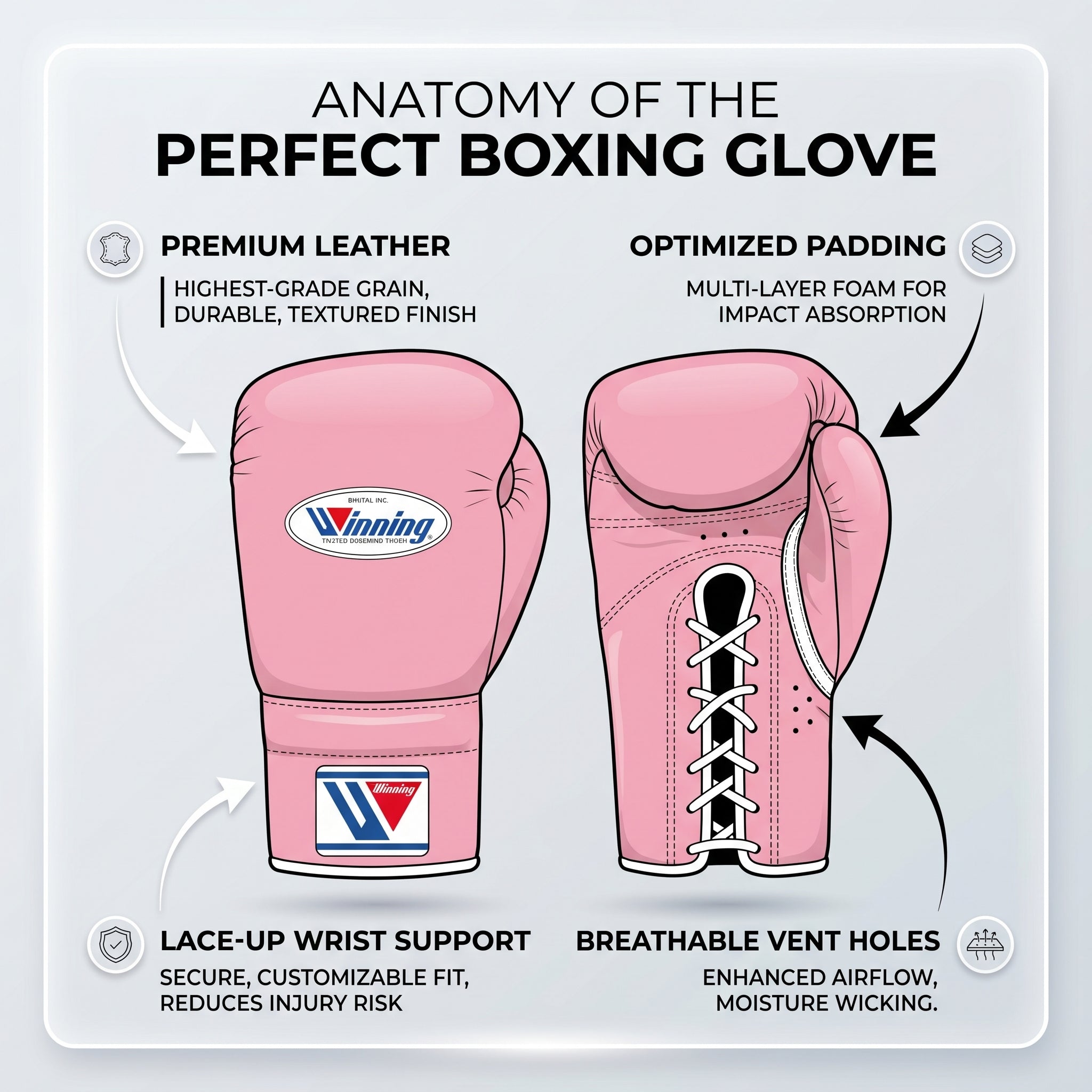 Winning Pink Boxing Gloves – Lace-Up