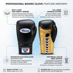 Winning Black & Gold Boxing Gloves – Lace-Up