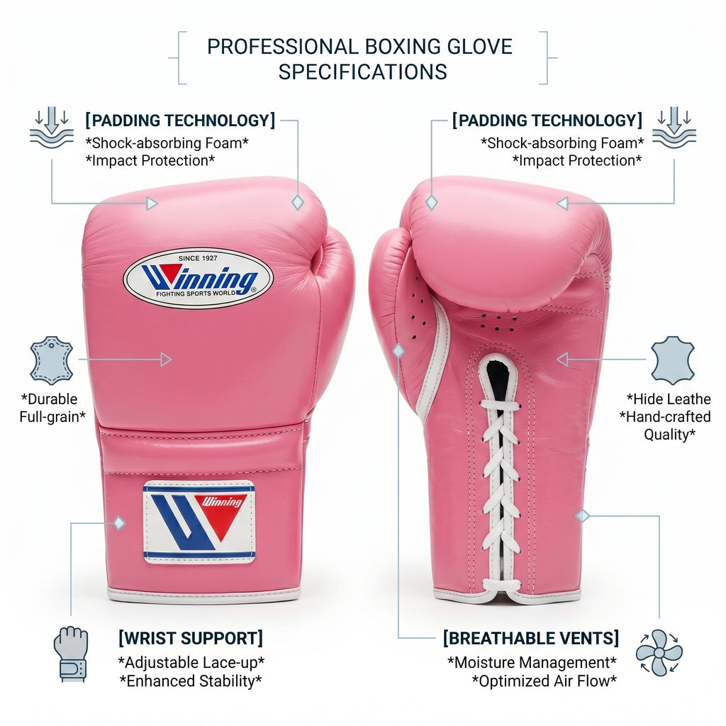 Winning Boxing Gloves – Pink Lace-Up
