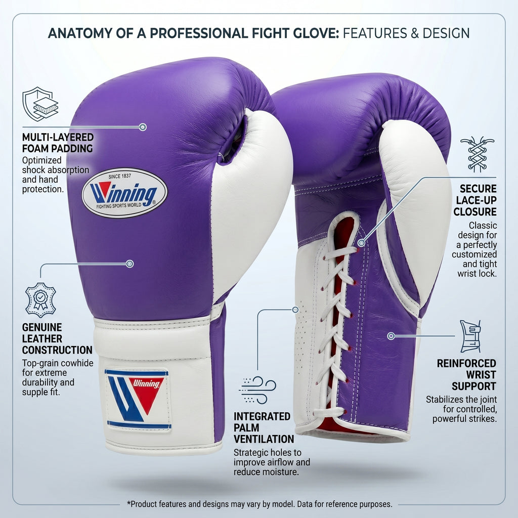 Winning Boxing Gloves – Purple/White Lace-Up