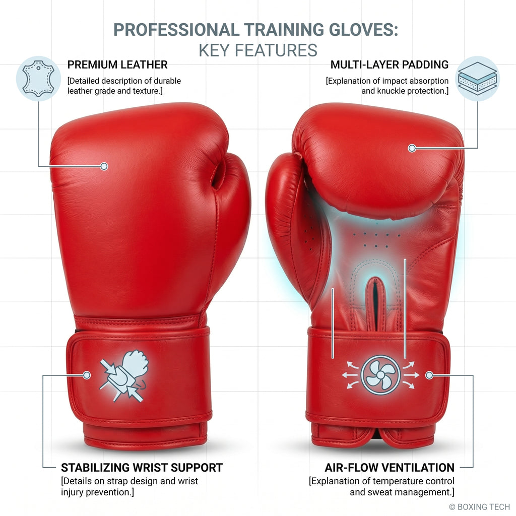 Professional Training Boxing Gloves – Classic Red Velcro