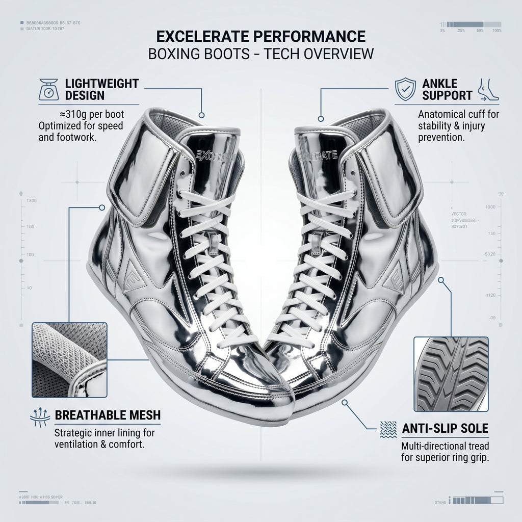 Excelerate Performance Boxing Boots – Silver