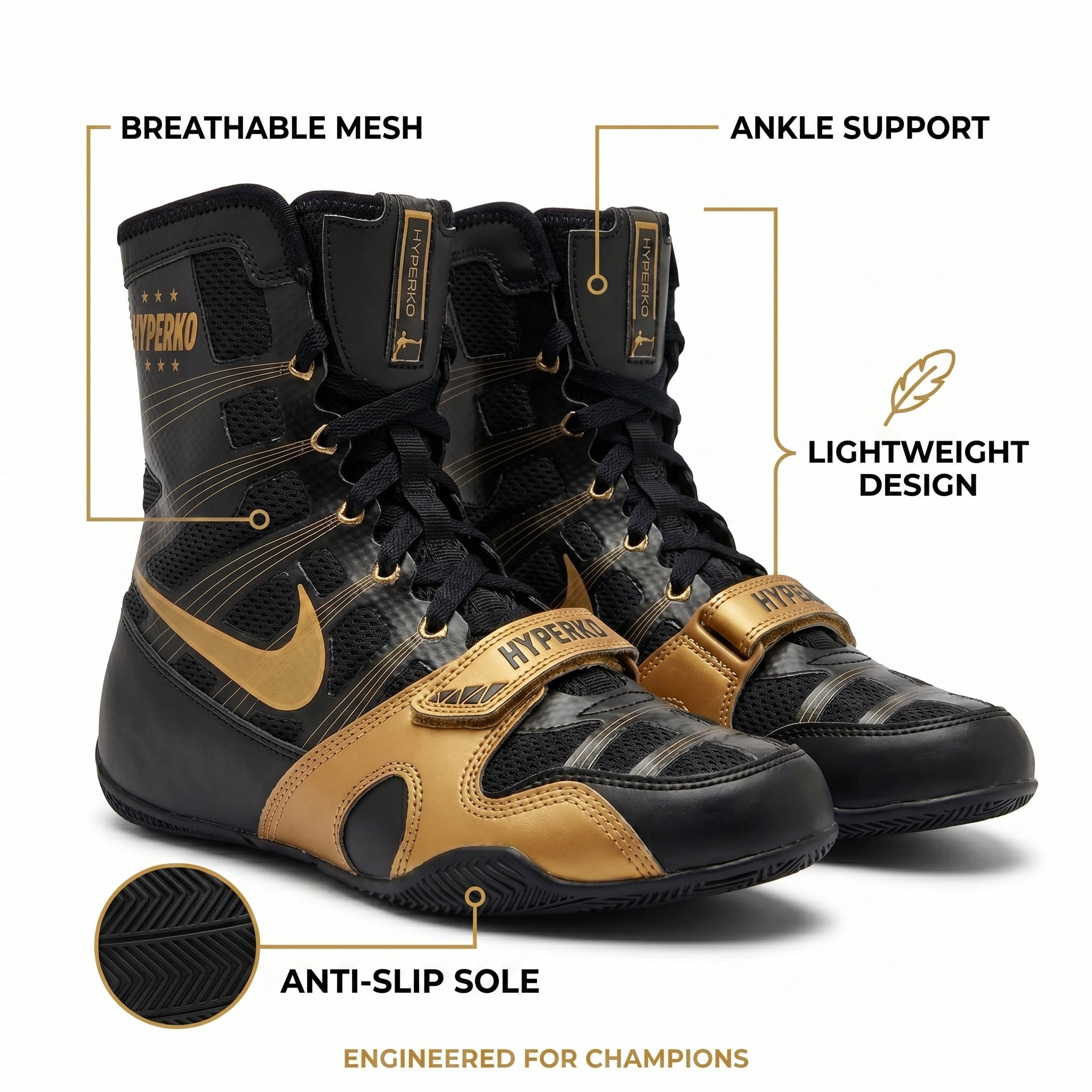 HyperKO Boxing Boot – Black/Gold