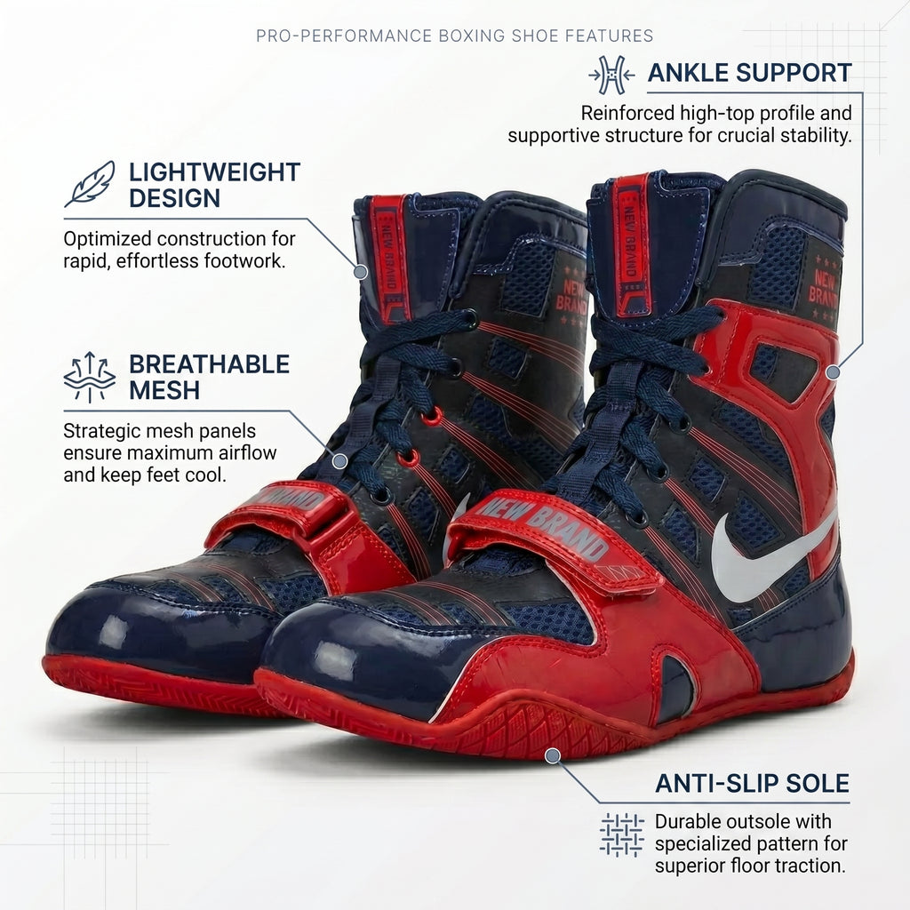 New Brand Pro Boxing Boot – Navy/Red