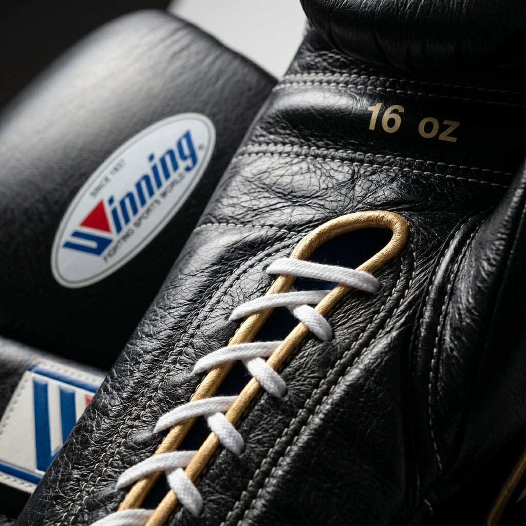 Winning Black Boxing Gloves – Lace-Up