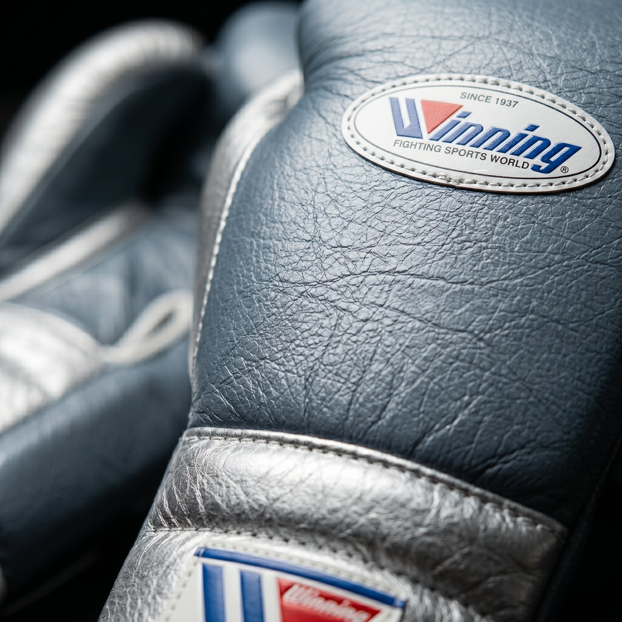 Winning Boxing Gloves – Steel Blue/Silver Velcro