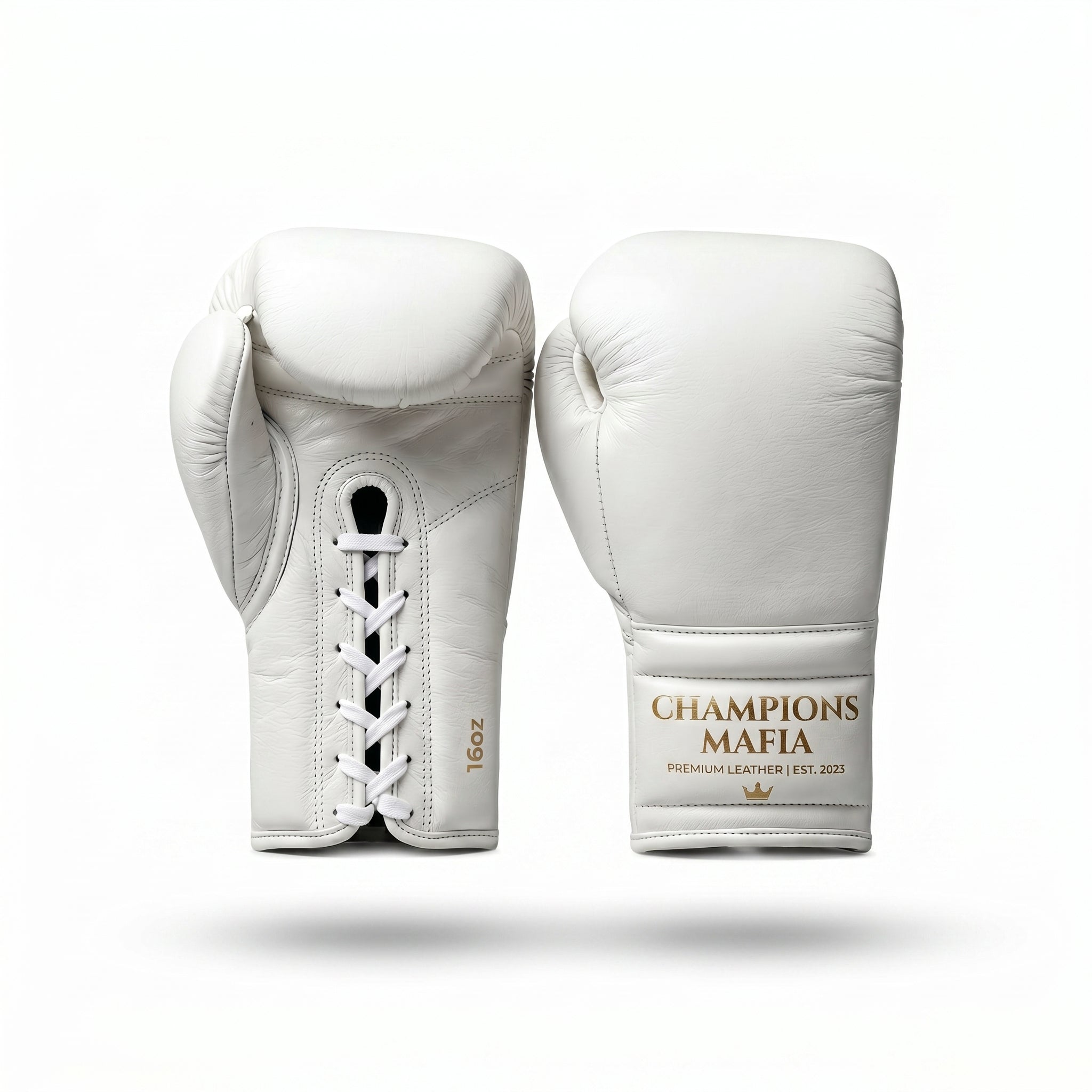 Champions Mafia Premium Leather Boxing Gloves – White
