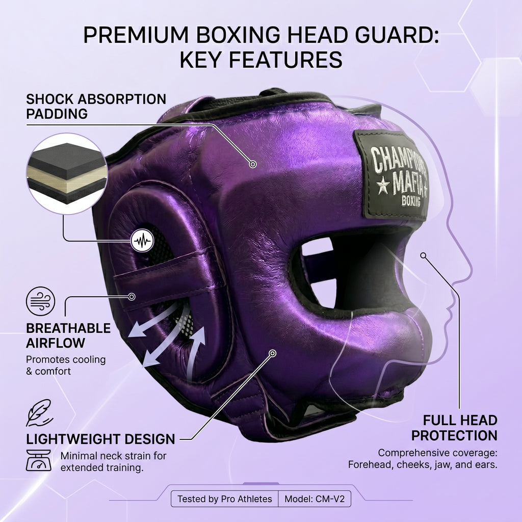 Champions Mafia Boxing Head Guard – Purple Metallic