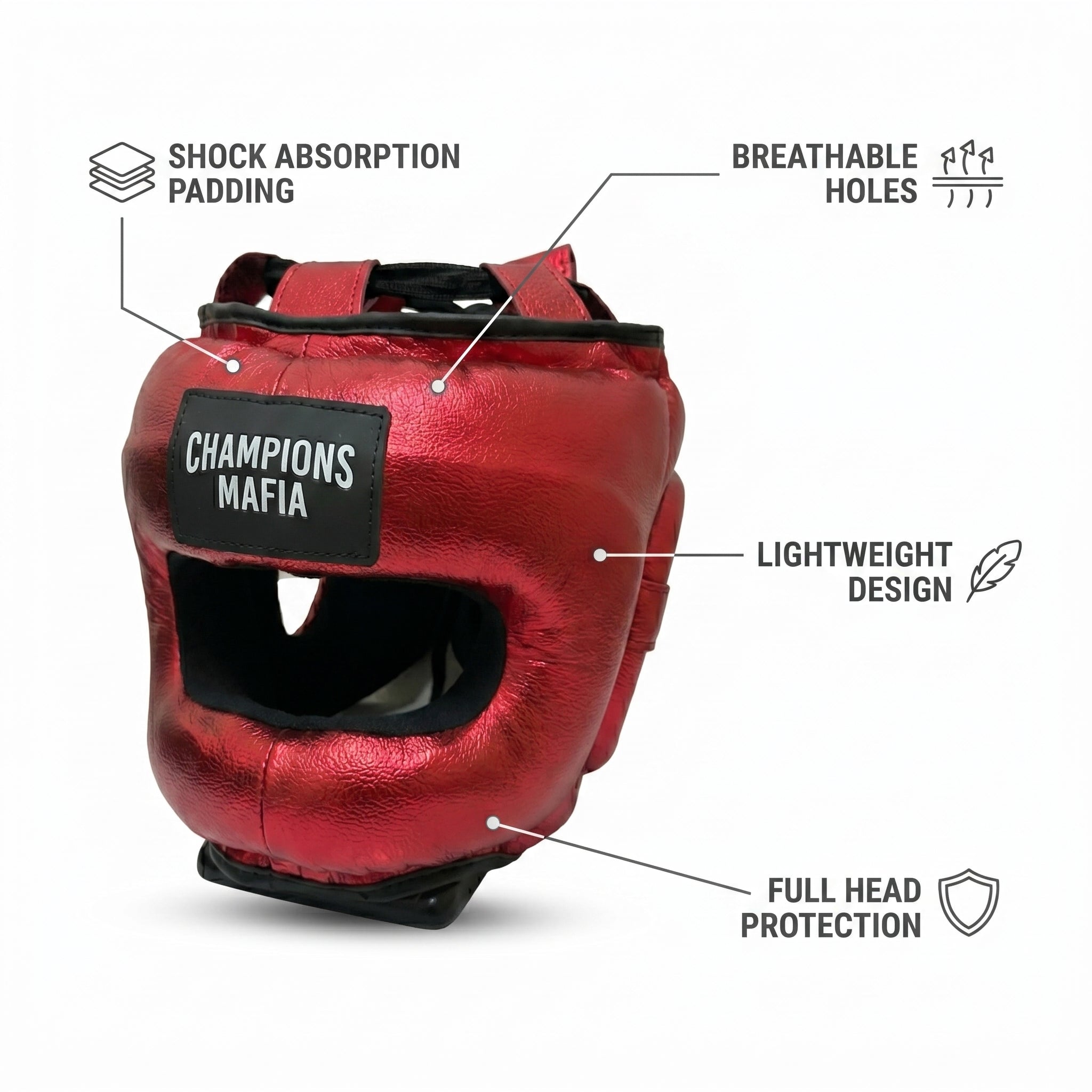 Champions Mafia Boxing Head Guard – Red Metallic