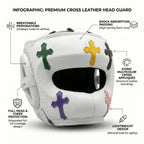 Champions Mafia Premium Cross Leather Head Guard – White
