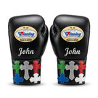 Winning Custom Boxing Gloves – Personalised Name & Cross Patch Cuff (Made in Japan)
