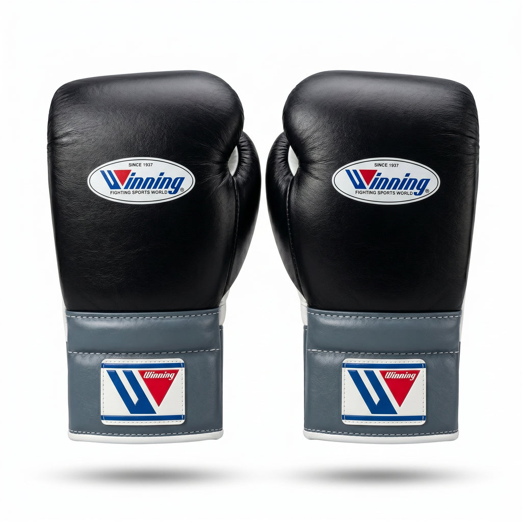 Winning Black & Grey Boxing Gloves – Velcro