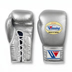 Winning Boxing Gloves – Official Silver Metallic Lace-Up