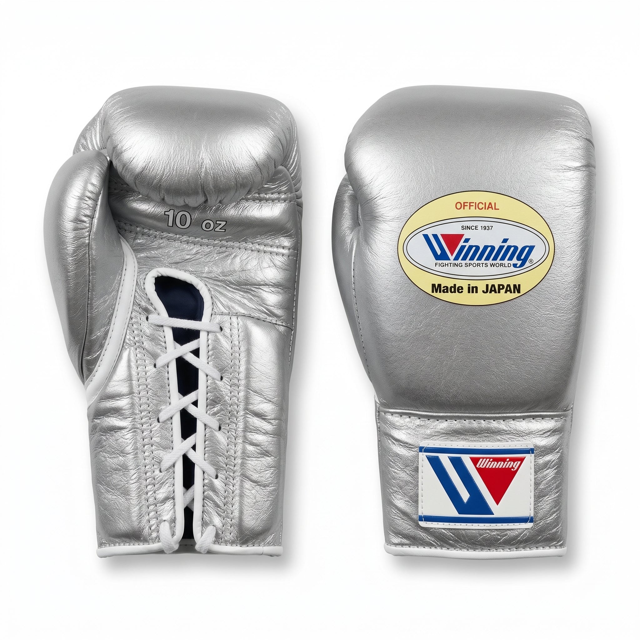 Winning Boxing Gloves – Official Silver Metallic Lace-Up