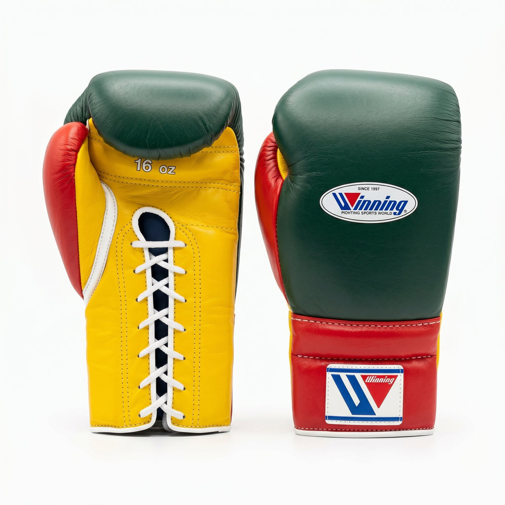 Winning Boxing Gloves – Mexican Flag (Green/Red/Yellow) Lace-Up
