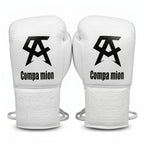 No Boxing No Life Custom Boxing Gloves – Compa Mion White Lace-Up