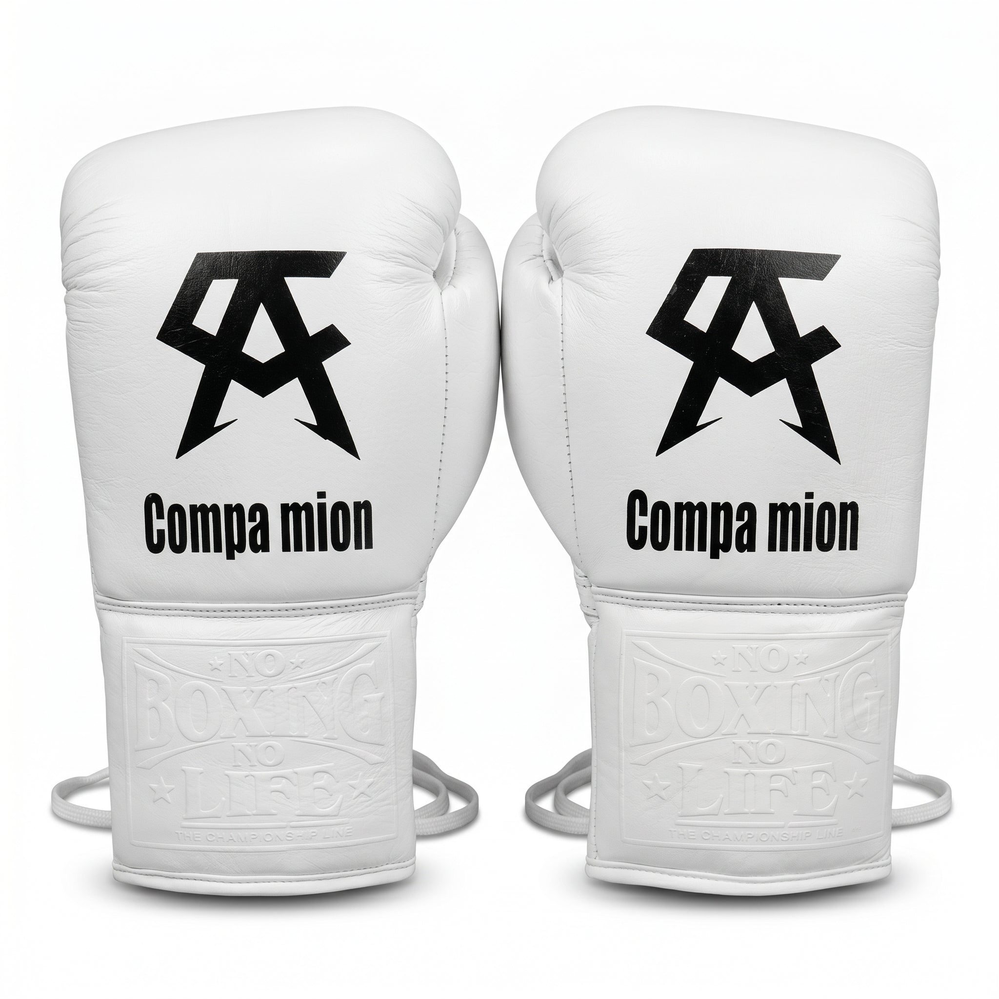 No Boxing No Life Custom Boxing Gloves – Compa Mion White Lace-Up