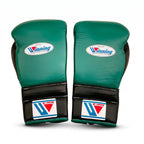 Winning Green & Black Professional Boxing Gloves – Lace-Up (Made in Japan)