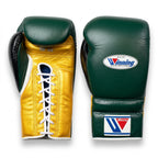 Winning Boxing Gloves – Forest Green/Gold Lace-Up