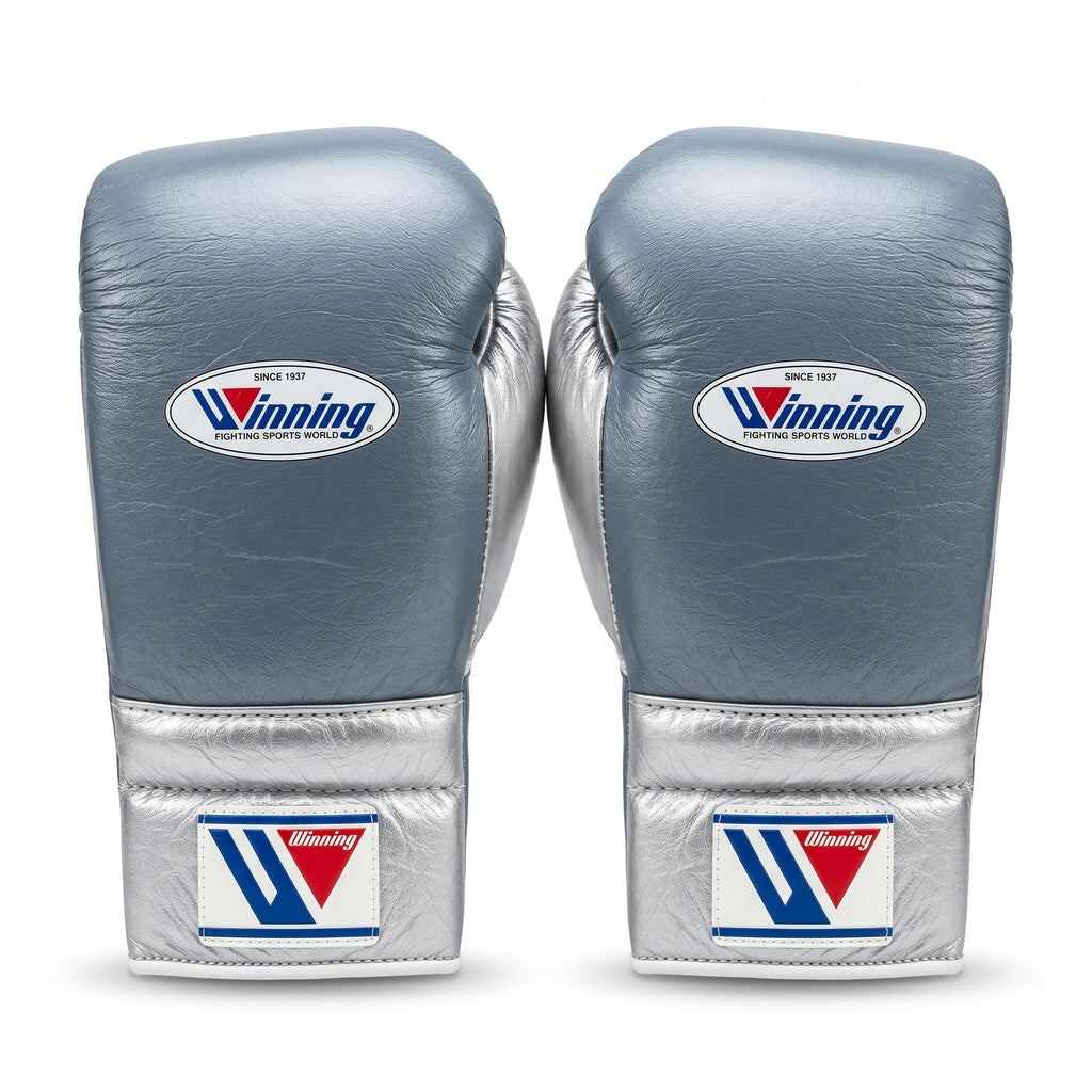 Winning Boxing Gloves – Steel Blue/Silver Velcro