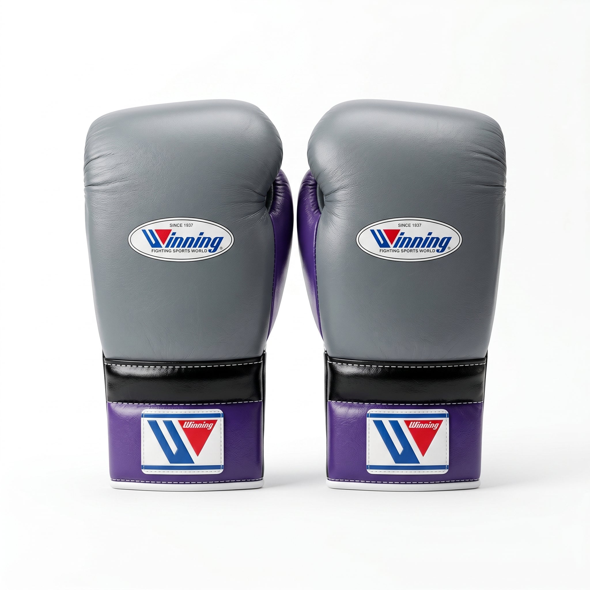 Winning Boxing Gloves – Grey/Purple Lace-Up