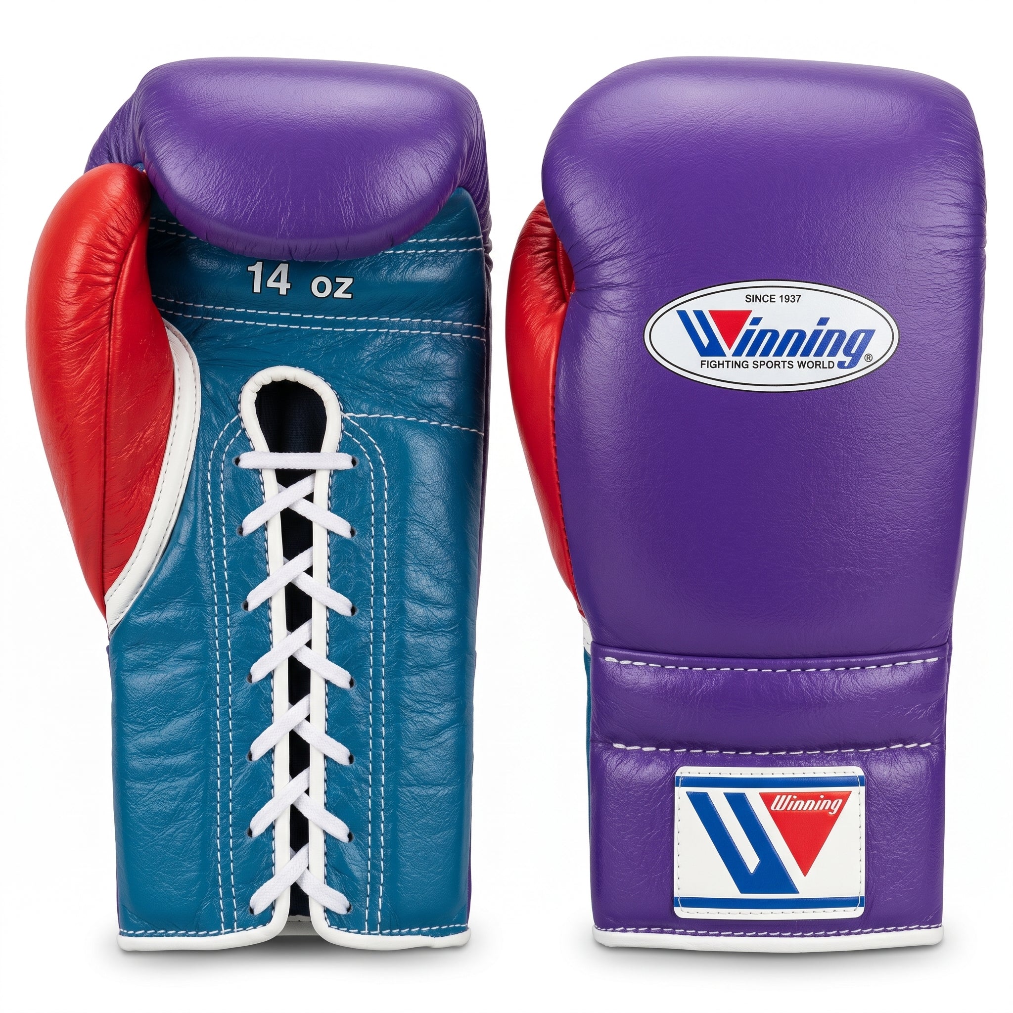Winning Boxing Gloves – Purple/Teal/Red Lace-Up