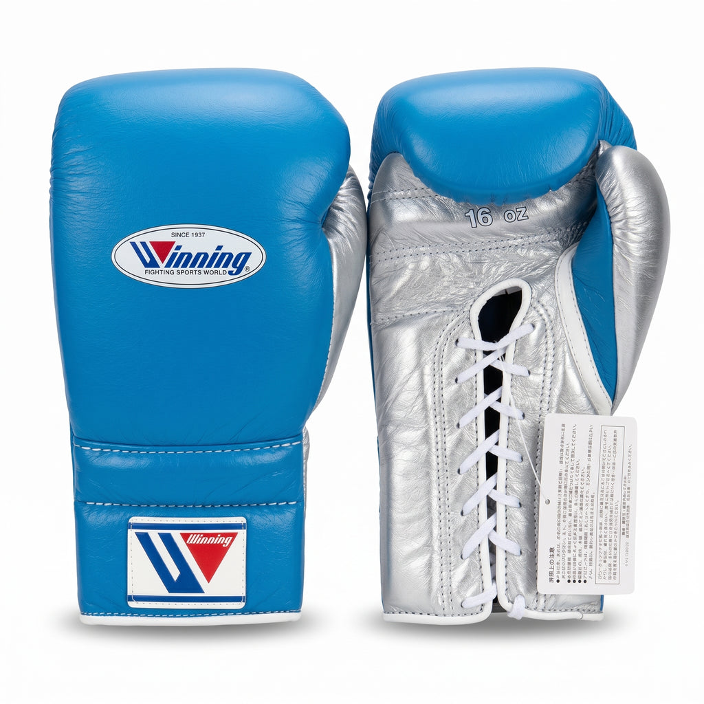 Winning Boxing Gloves – Royal Blue/Silver Lace-Up