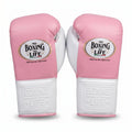 No Boxing No Life Boxing Gloves – Pink/White Lace-Up (Championship Line)