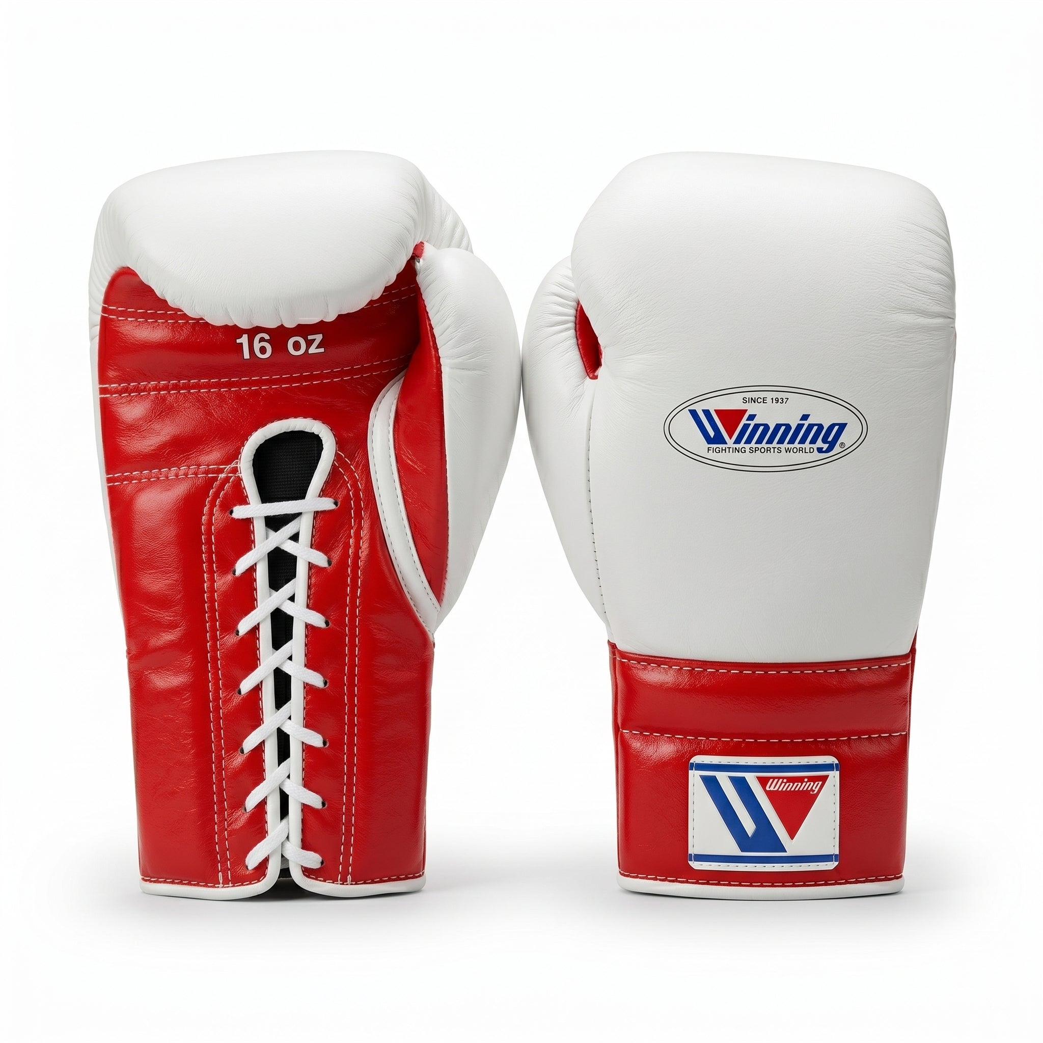 Winning White & Red Boxing Gloves – Lace-Up (Made in Japan)